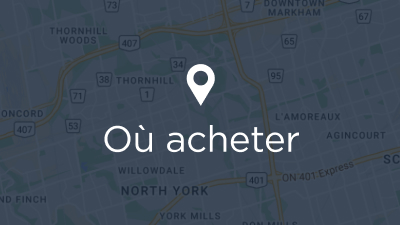 Icône de localisation blanche. Texte sous l'icône : Où acheter