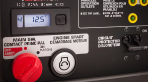 A closeup of a Honda generator controls.