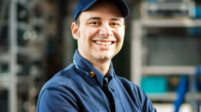 Closeup of a Honda technician smiling at camera.  