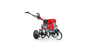 3/4 front side view of 36-inch Mid-Tine Multi-Drive Tiller on white space.  